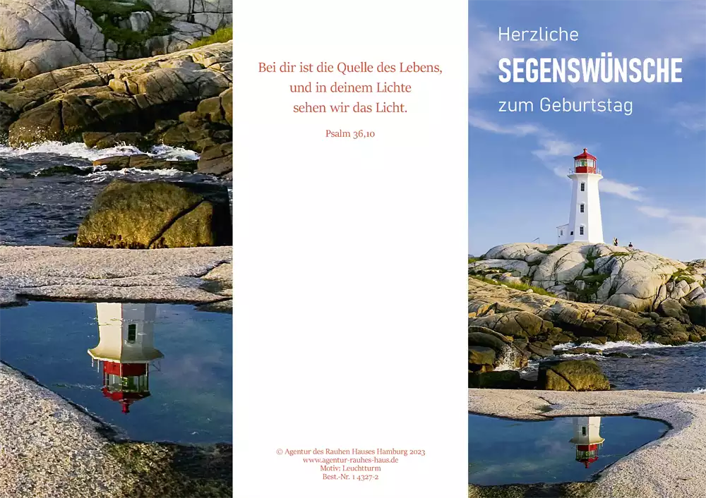 PC-Karte Herzliche Segenswünsche zum Geburtstag (10 St.) Motiv: Leuchtturm