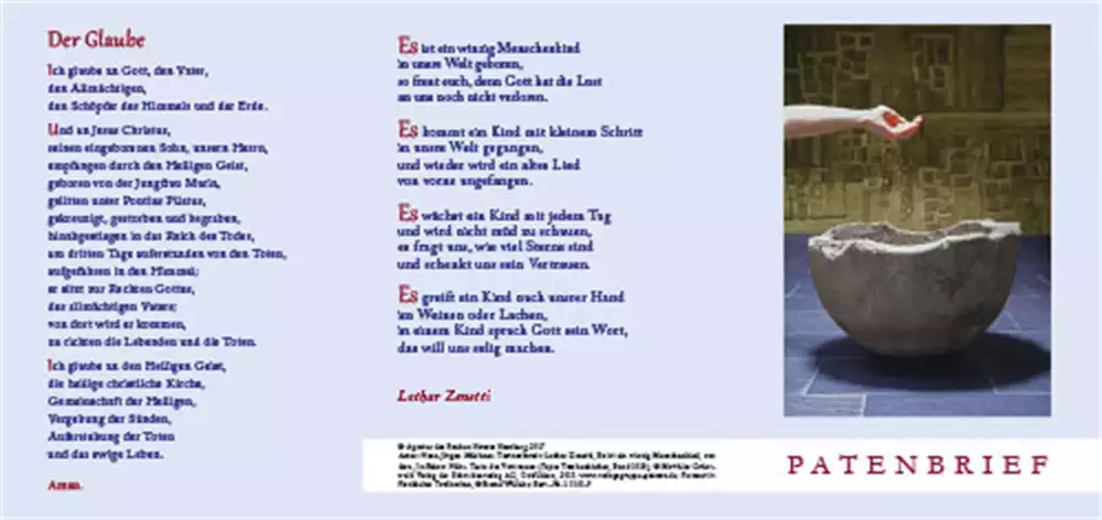 Patenbrief Motiv Taufbecken (10 St.)