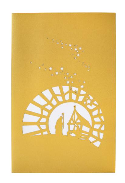 Pop-Up-Karte Motiv"Krippe mit Stern"gold Pop-Up-Karte Motiv"Krippe mit Stern"gold