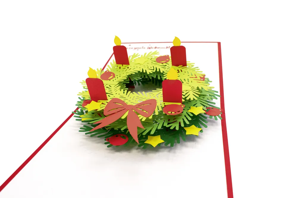 Pop-Up-Karte rot "Adventskranz"