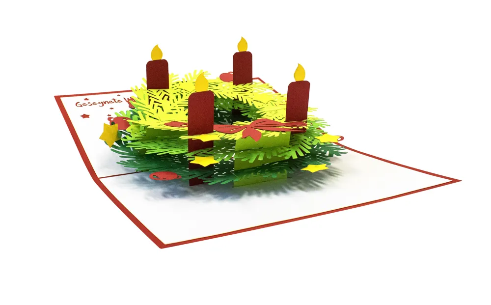 Pop-Up-Karte rot "Adventskranz"