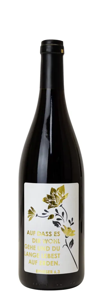 Rotwein mit Etikett "Gute Wünsche" (10,00 EUR/Liter)