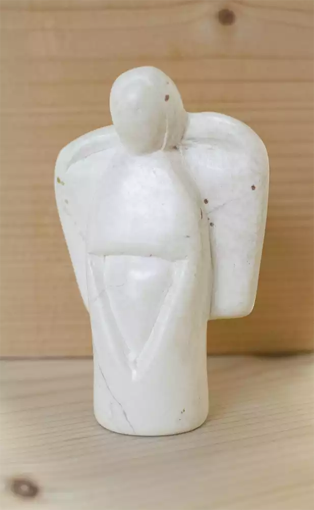Speckstein Engel weiß Handschmeichler