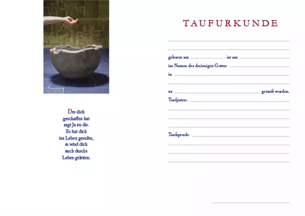 Taufurkunde für Kinder (10 St.) Motiv Taufbecken