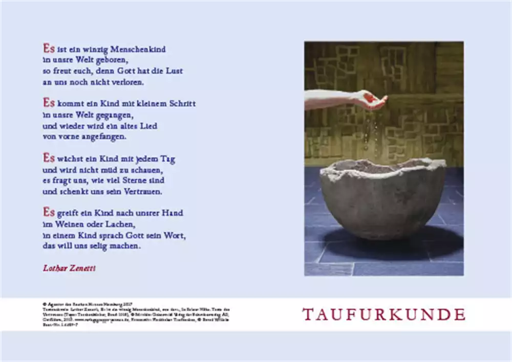 Taufurkunde für Kinder (10 St.) Motiv Taufbecken