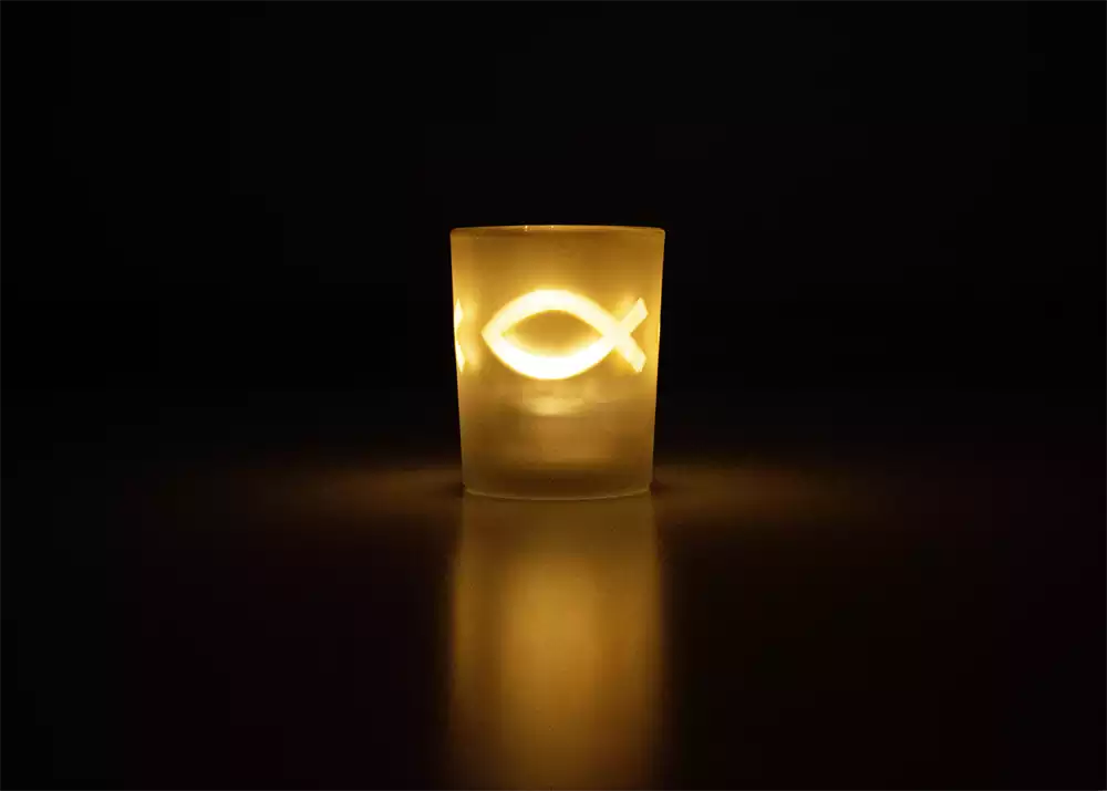 Teelicht-Glas "Ichthys"