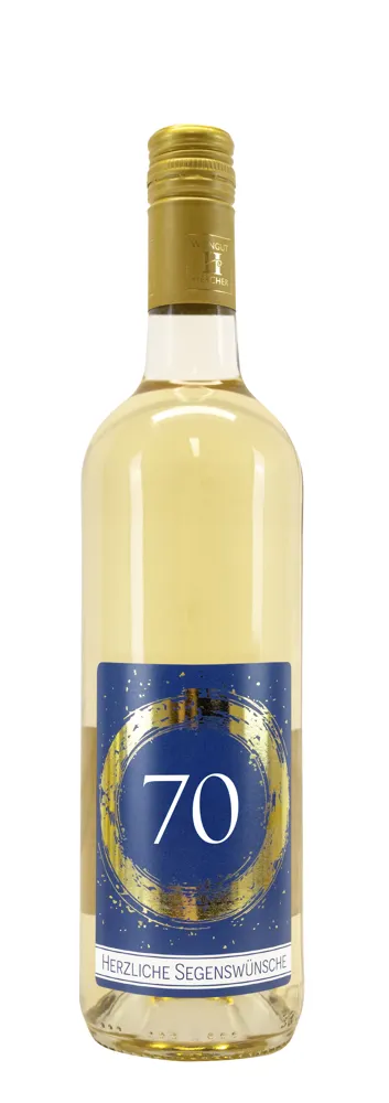 Weißwein mit Etikett 70. Geburtstag (10,00 EUR/Liter), Grauer Burgunder