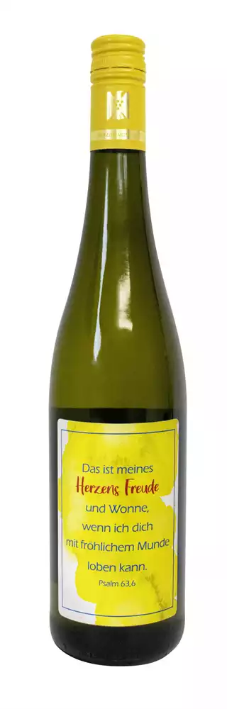 Weißwein mit Etikett "Freude" (10,00 EUR/Liter), Riesling