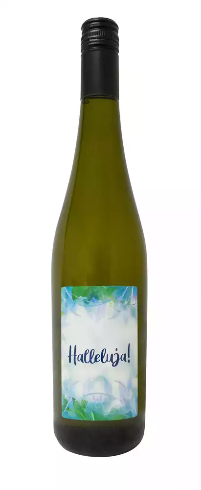 Weißwein mit Etikett "Halleluja" (6,60 EUR/Liter), Silvaner