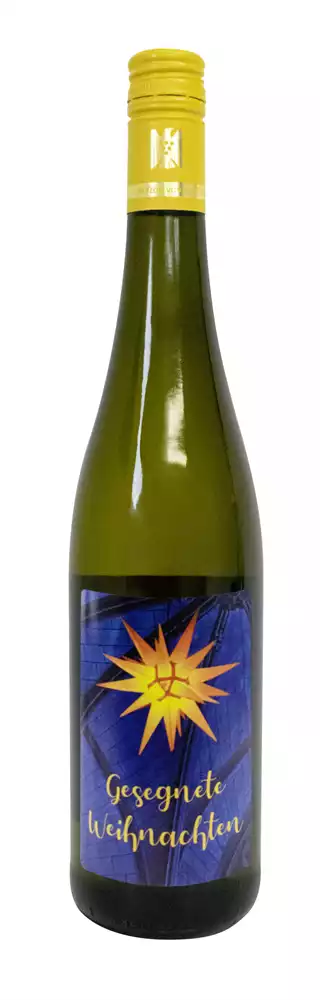 Weißwein mit Etikett "Herrnhuter Stern" (10,00 EUR/Liter), Riesling Weißwein mit Etikett "Herrnhuter Stern" (10,00 EUR/Liter), Riesling