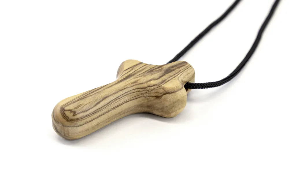 Kreuz aus Olivenholz mit Kordel
