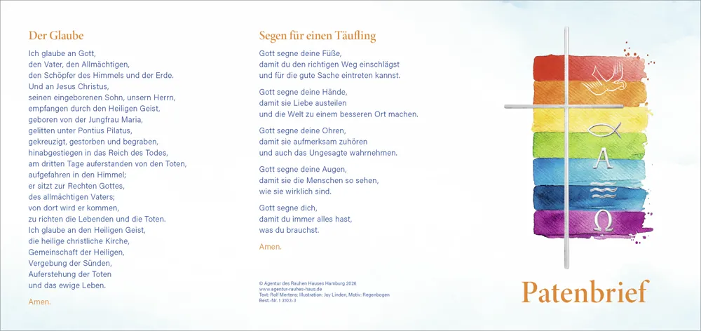 Patenbrief Motiv Regenbogen (10 St.)