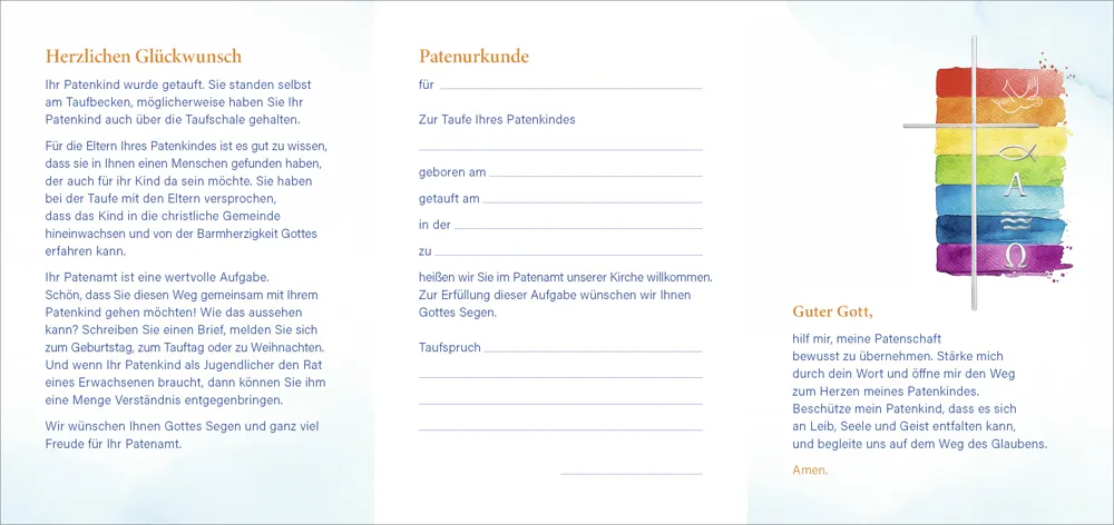Patenbrief Motiv Regenbogen (10 St.)