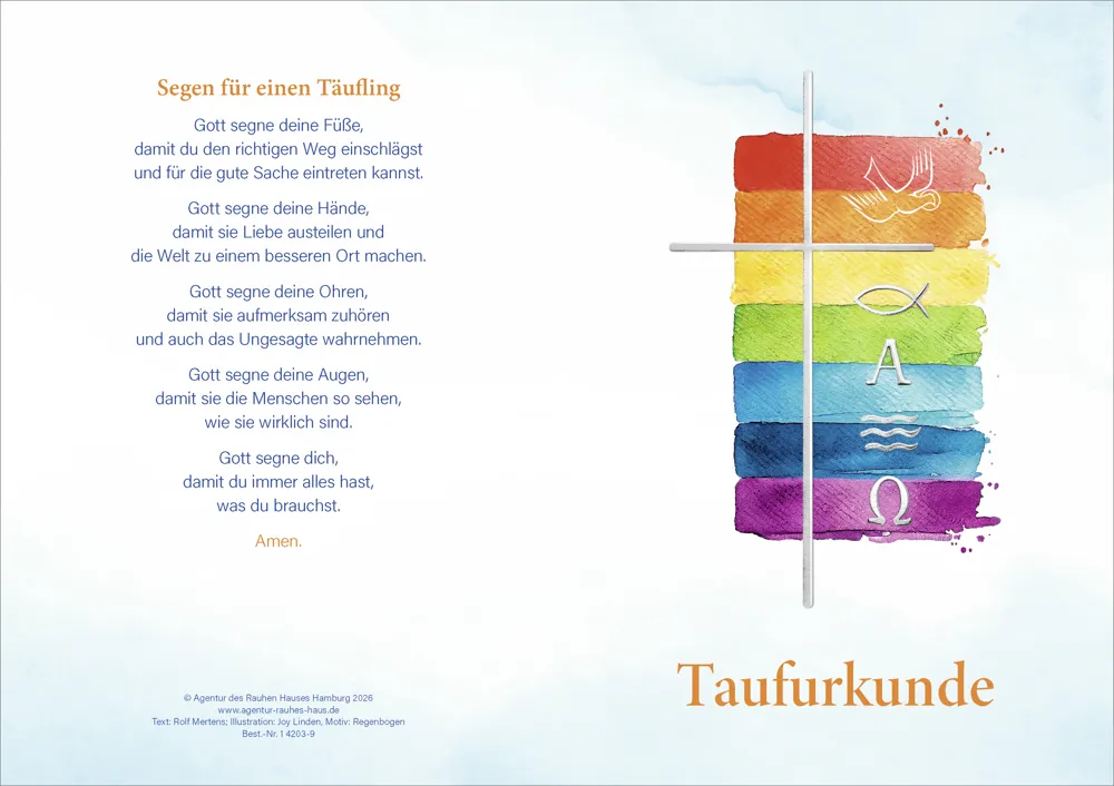 PC-Taufurkunde für Kinder (10 St.) Motiv Regenbogen
