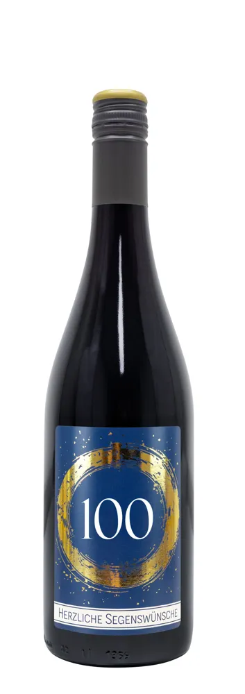 Rotwein mit Etikett 100. Geburtstag (10,53 EUR/Liter)