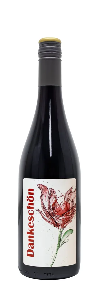 Rotwein mit Etikett "Dankeschön" (10,53 EUR/Liter)