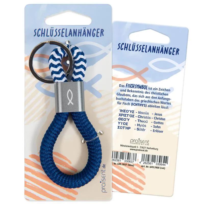 Schlüsselanhänger Tau Fischsymbol - blau