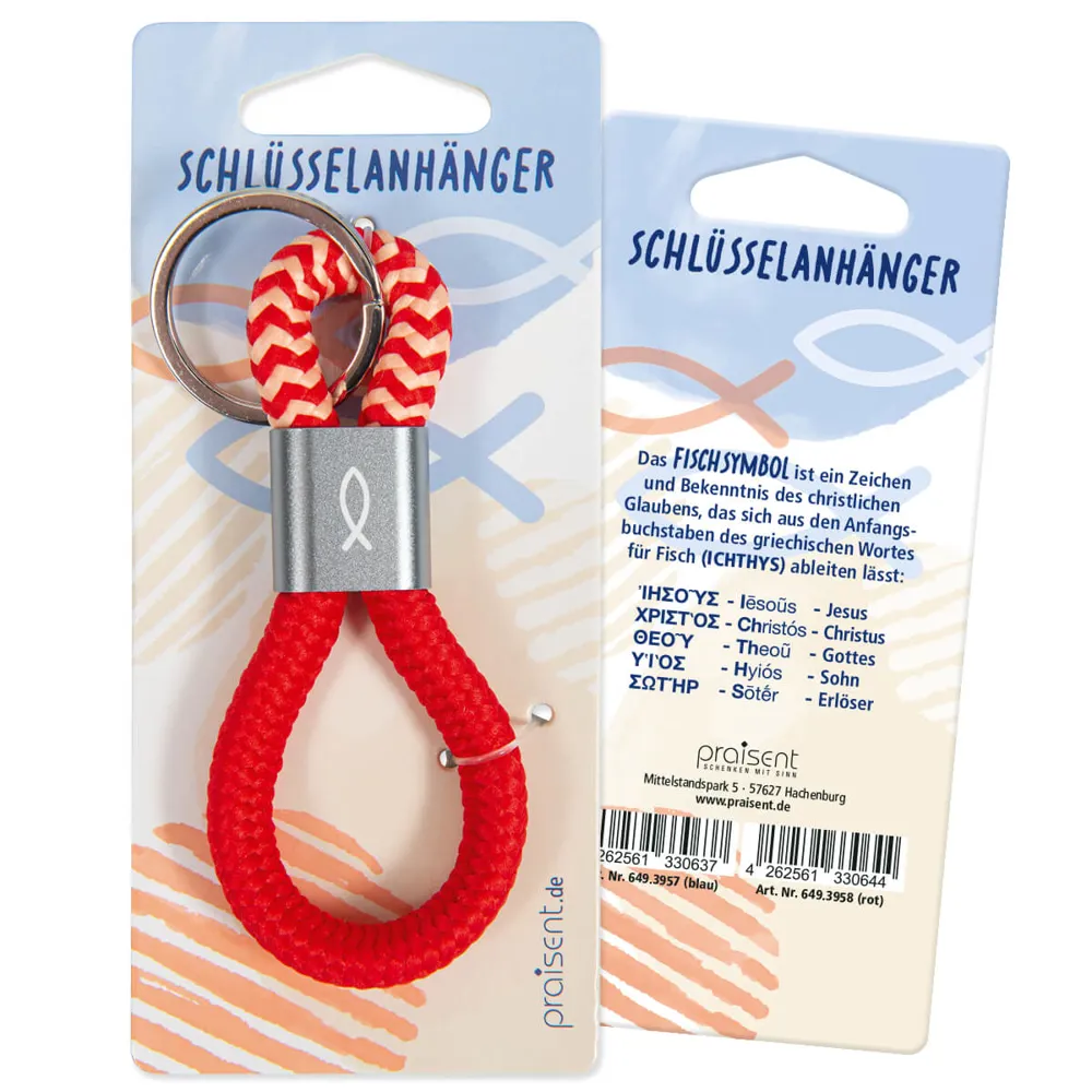 Schlüsselanhänger Tau Fischsymbol - rot