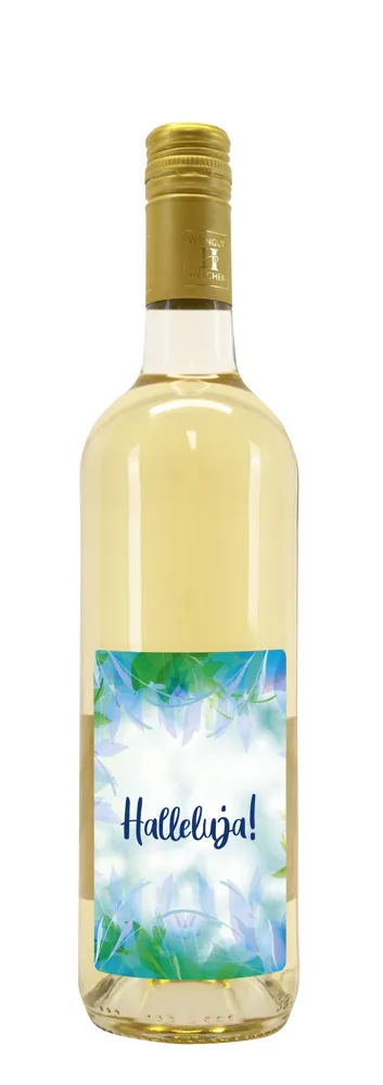Weißwein mit Etikett Halleluja (10,53 EUR/Liter)
