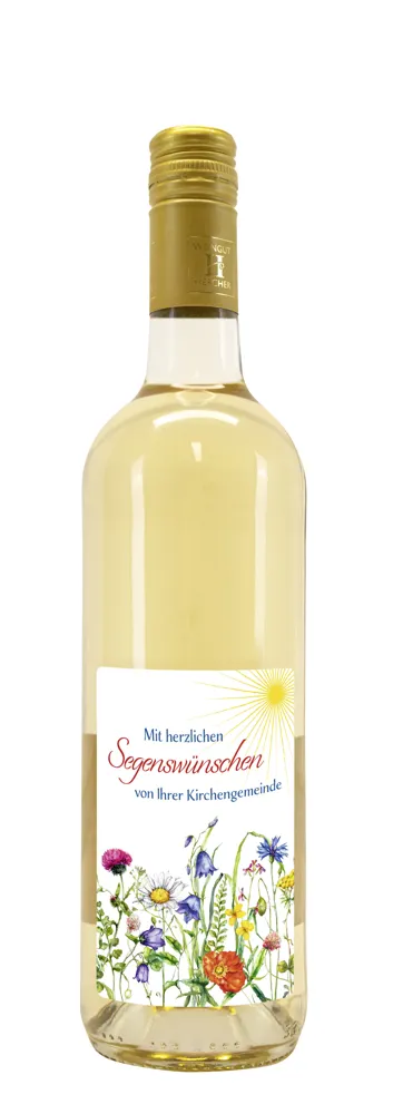 Weißwein mit Etikett Kirchengemeinde (10,53 EUR/Liter)