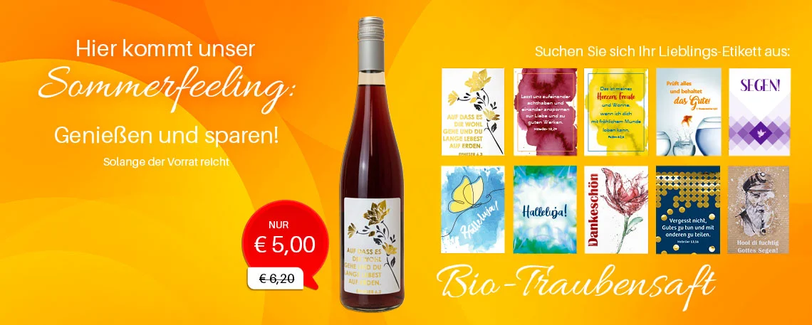 Bio-Traubensaft mit verschiedenen Etiketten erhältlich