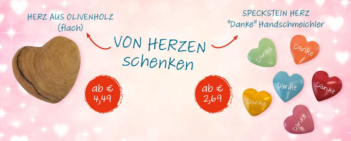 Herz aus Olivenholz oder Speckstein